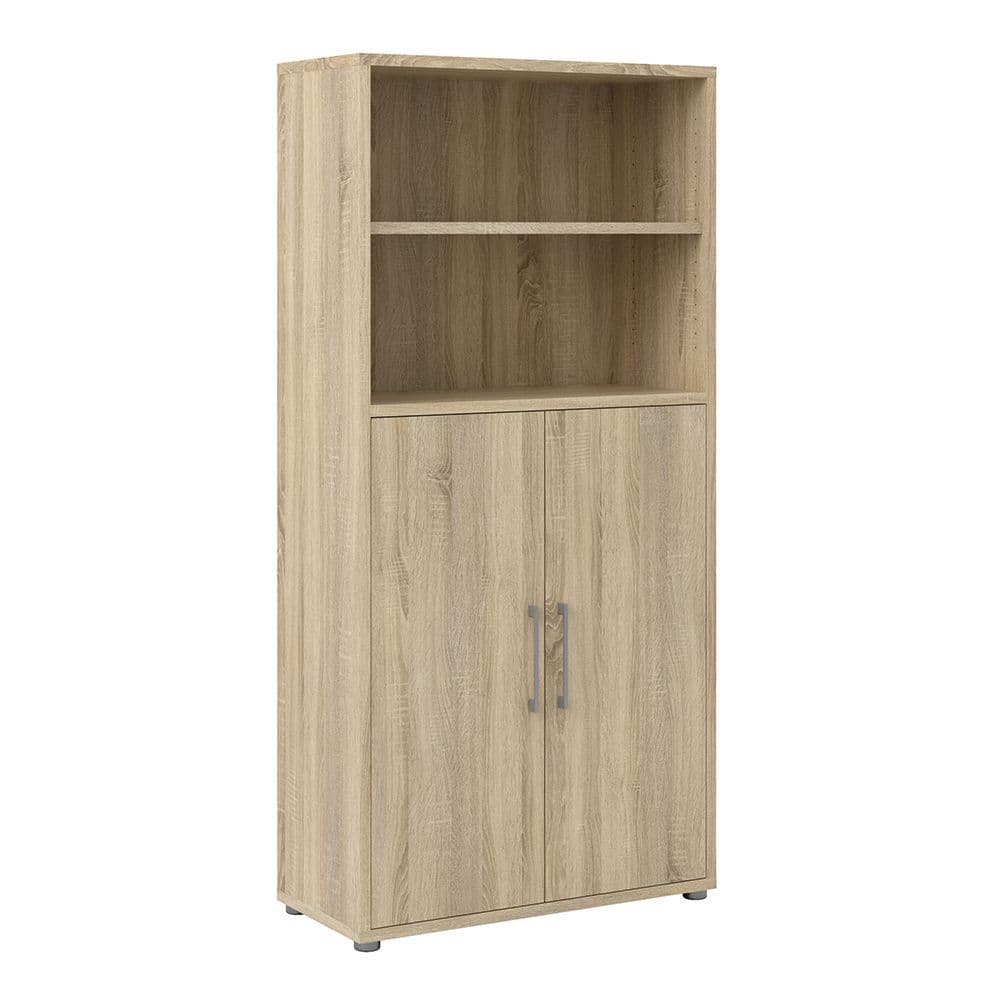 Business Pro Bookcase 4 Shelves with 2 Doors in Oak Effect